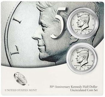 50th Anniversary Kennedy Half Dollar Two Coin Set